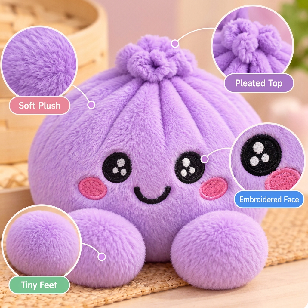 Plushy Dumpling | Stuffed Dumpling Squishies with Bamboo-Style Steamer Basket